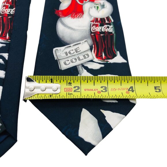 Vtg Coca Cola Snowman Novelty Necktie Christmas Trees Ice Cold Bottle Polyester - Picture 9 of 9